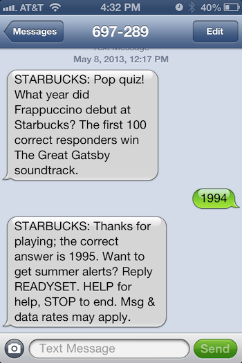 Starbucks Sms Marketing Gamification