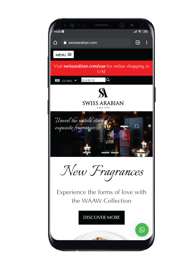Swiss Arabian Phone Screen 1 Website